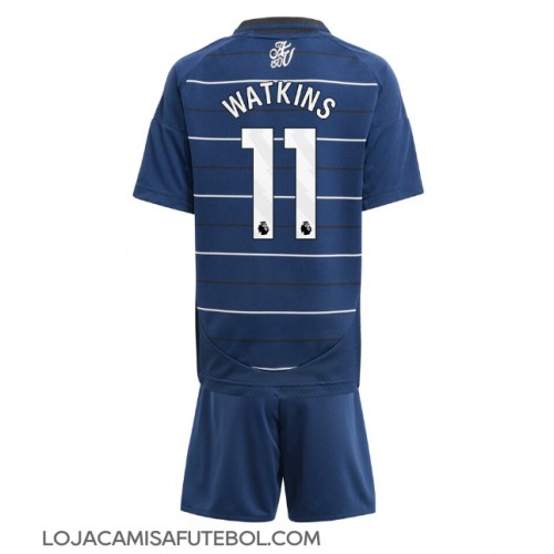 Camisa de Futebol Aston Villa Ollie Watkins #11 Equipamento Alternativo Infantil 2024-25 Manga Curta (+ Calças curtas)